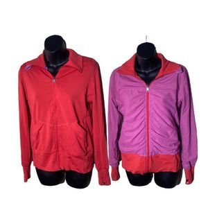 Lululemon reversible zip up sweater red/pink mesh rouched ribbed